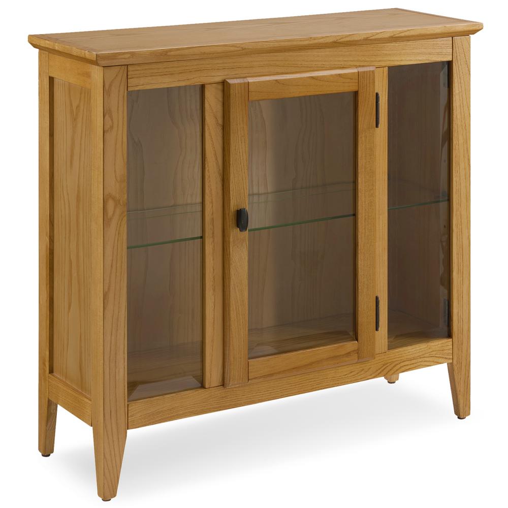 Leick Home Natural Oak Entryway Curio Cabinet With Interior Light