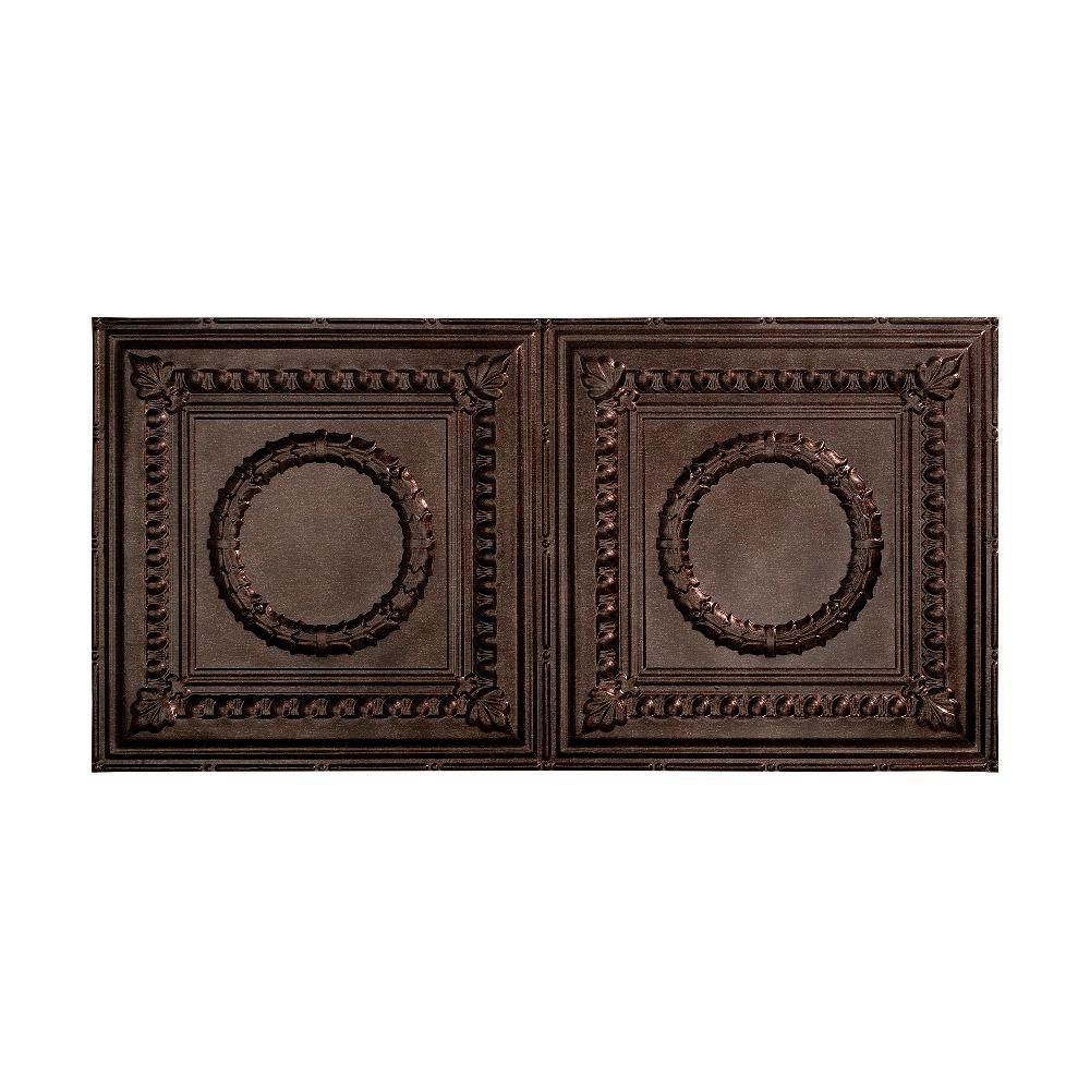 Fasade Rosette 2 Ft X 4 Ft Glue Up Pvc Ceiling Tile In Smoked