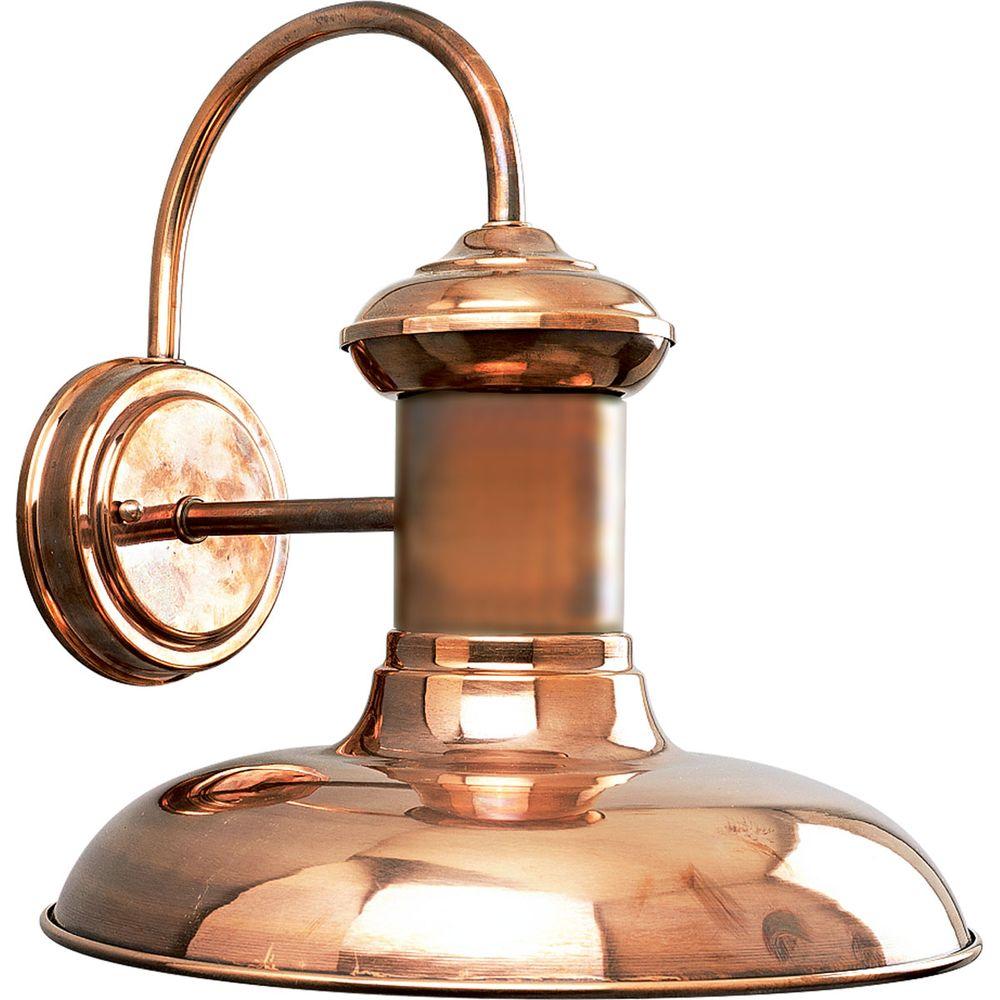 Copper Outdoor Sconces Weather Resistant Wall Mounted Brookside Collection 1 Light Solid Copper Led Outdoor Wall Lantern