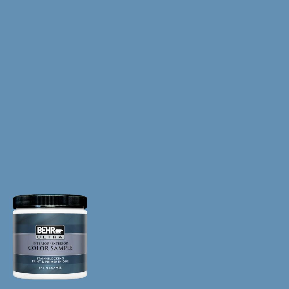 BEHR ULTRA 8 oz. #M510-4 Brittany Blue Satin Enamel Interior/Exterior ...