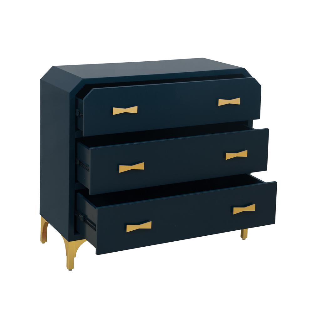 Accentrics Home Accentrics Home Clip Corner Blue Gold Three Drawer