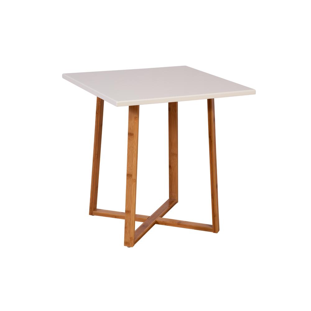 Eccostyle White Solid Bamboo Frame Square End Table Caeft0002wmsq The Home Depot