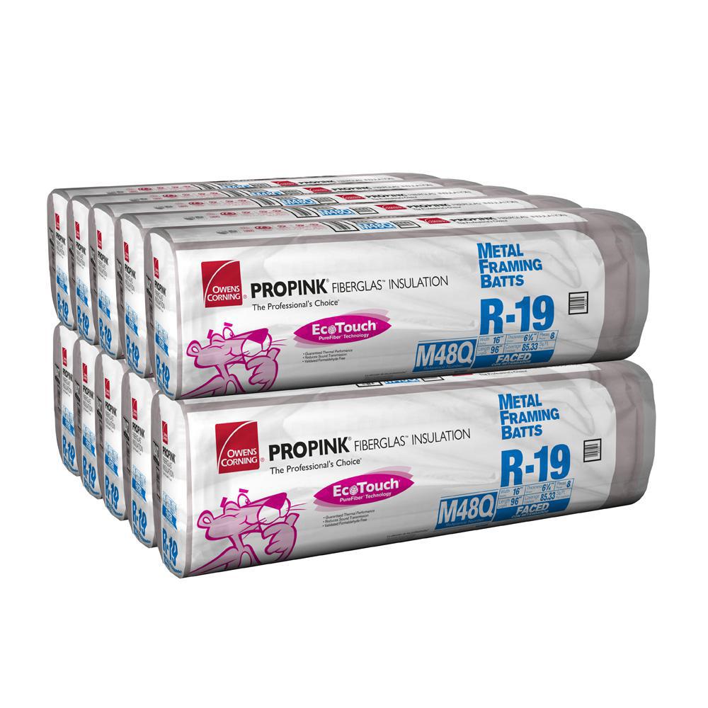 Owens Corning R 19 Ecotouch Pink Metal Framed Kraft Faced Fibergl Owens Corning R 19 Ecotouch Pink Metal Framed Kraft Faced Fibergl Insulation Batt 16 In X 96 10 Bags M48q The Home Depot