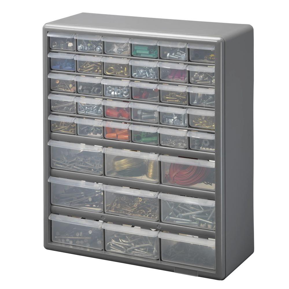 stack drawer cabinet 39 storage parts plastic bin organizer compartment ds drawers bins shelf organizers depot boxes walmart grey tool