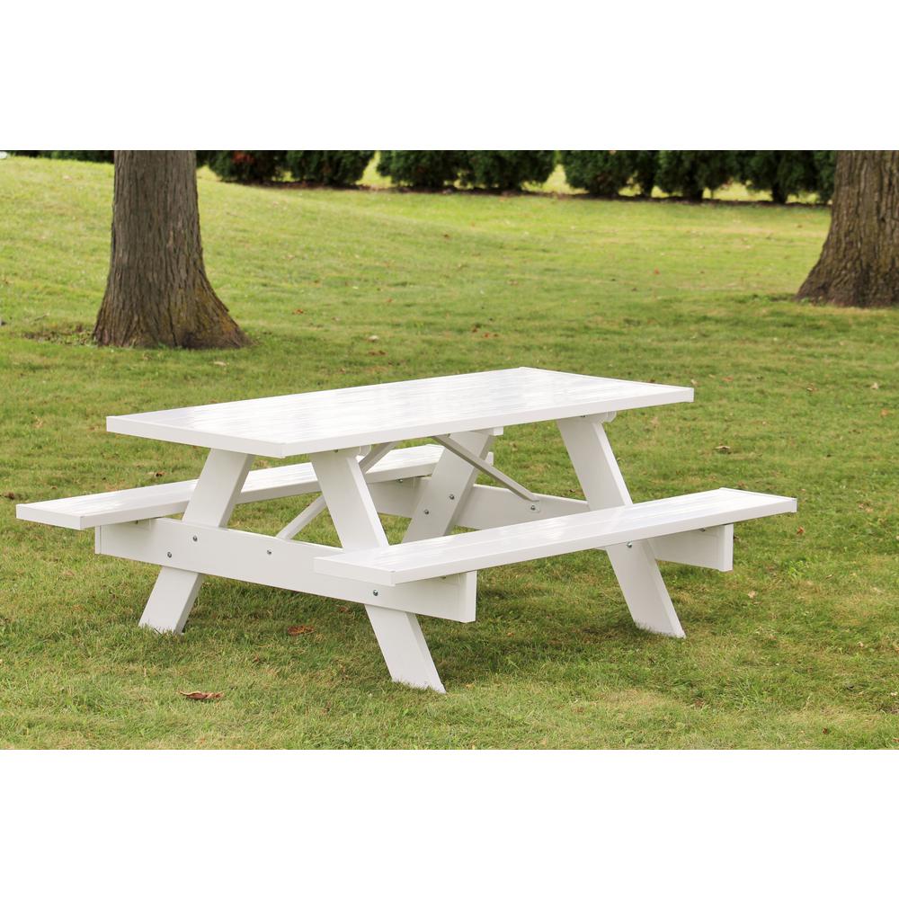 Dura Trel 6 Ft White Vinyl Patio Picnic Table 11114 The Home Depot