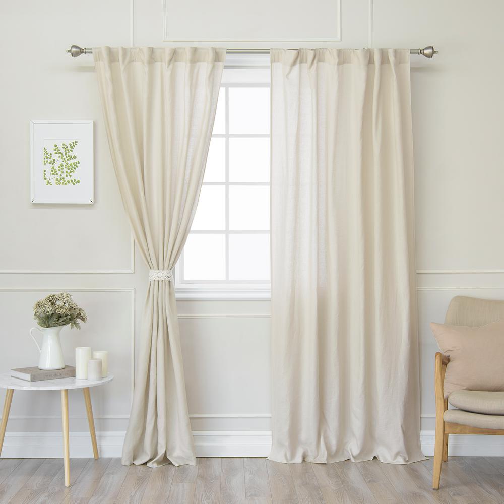 Best Home Fashion Natural 108 in. L Abelia Belgian Flax Linen Rod