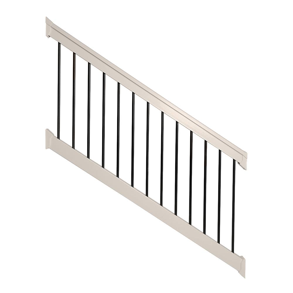 Pvc Outdoor Handrails Deck Stairs The Home Depot W Tan Vinyl Stair Railing Kit