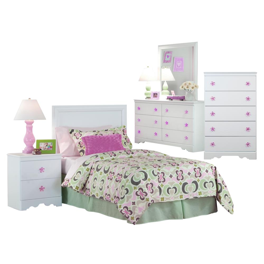 American Furniture Classics 5 Piece White Bedroom With Pink