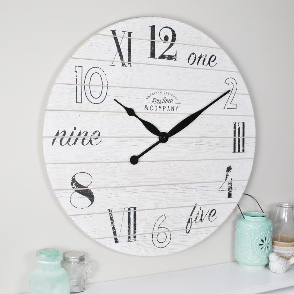 FirsTime Shiplap Chic Aged White Wall Clock by FirsTime