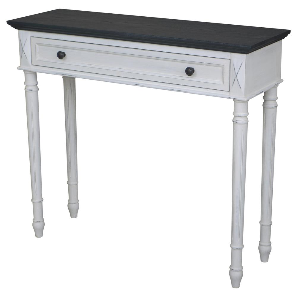 Ashbury Bruges Black Oak Veneer And Antique White One Drawer Console Ashbury Bruges Black Oak Veneer And Antique White One Drawer Console Table