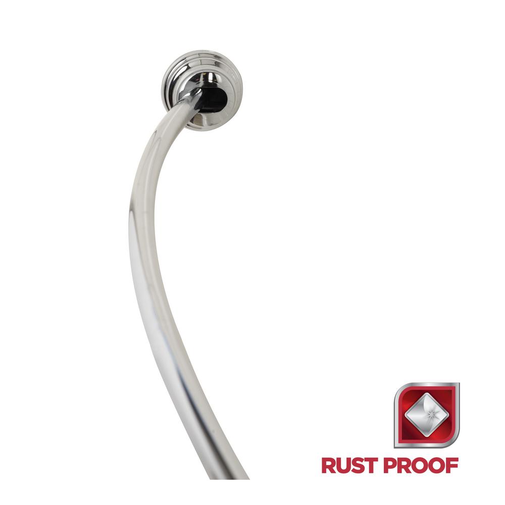 Glacier Bay Rustproof 72 In Adjule Tension Mount Curved Shower Rod Chrome 35633sshd The Home Depot Glacier Bay Rustproof 72 In Adjule