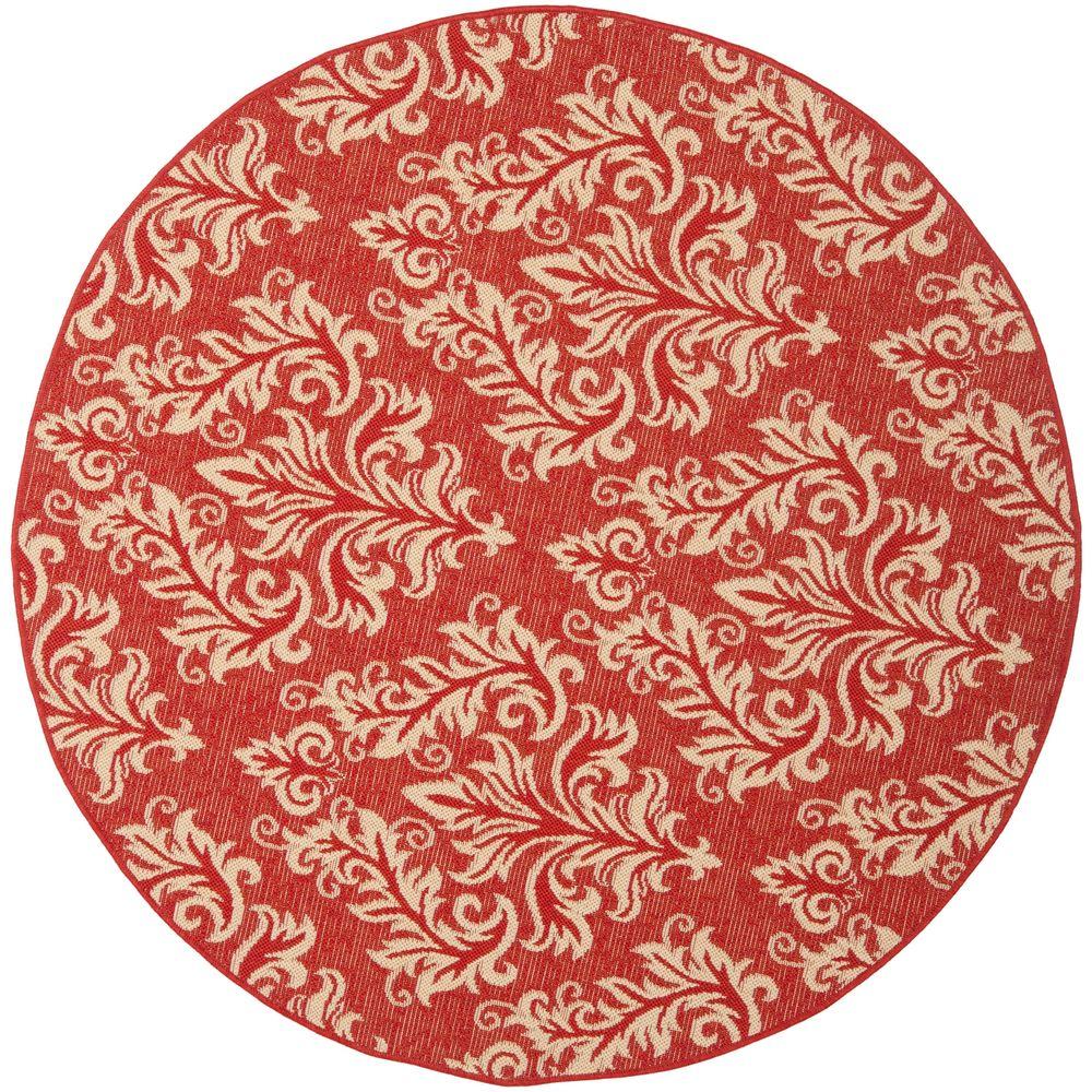 Safavieh Courtyard Red/Cream 6 ft. 7 in. x 6 ft. 7 in. Indoor/Outdoor