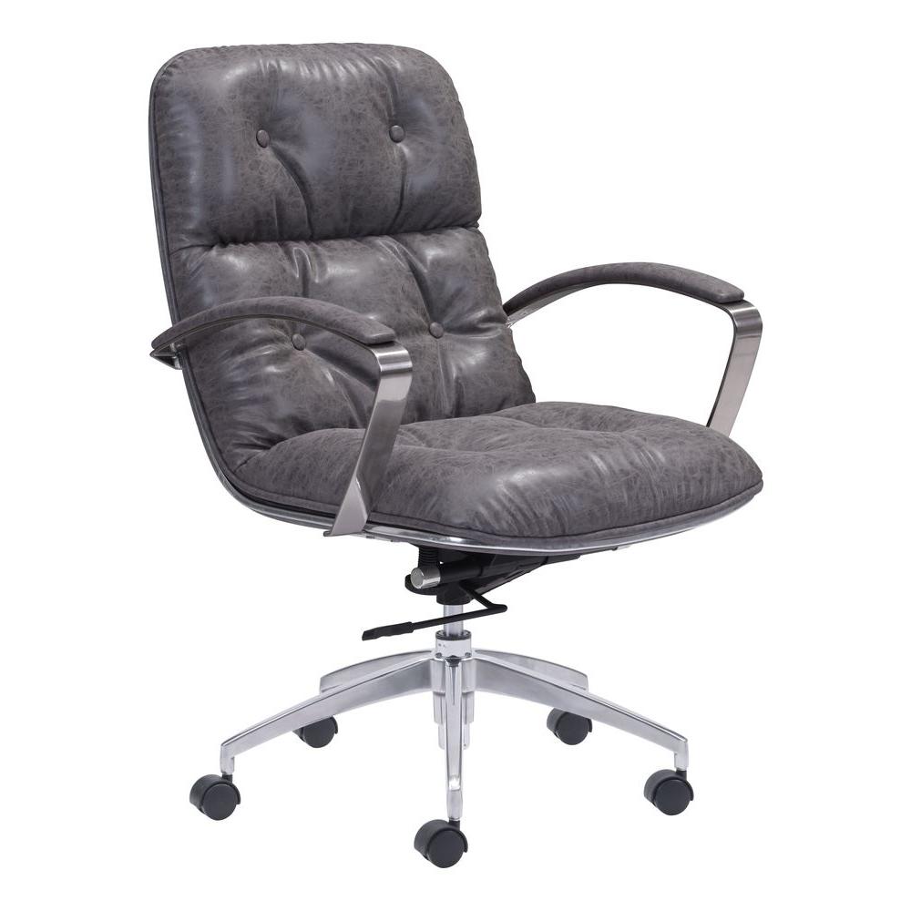 ZUO Avenue Vintage Gray Leatherette Office Chair100447 The Home Depot