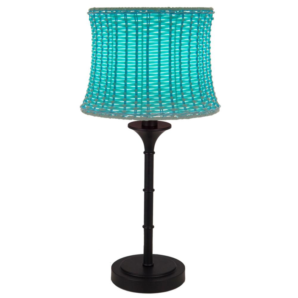 River Of Goods 25 In Blue Outdoor Indoor Table Lamp With Basketweave Shade