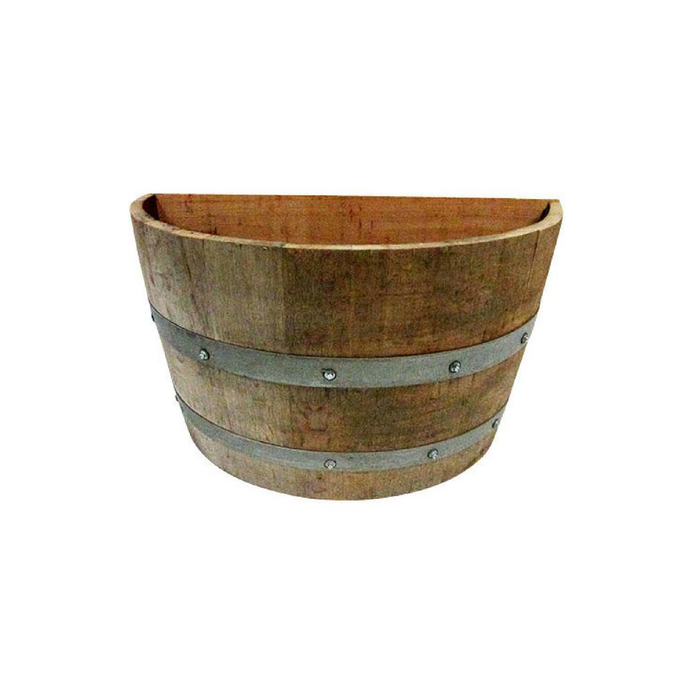 MGP 14 in. L 26 in. W 15 in. H Oak Wood Wine Barrel Wall