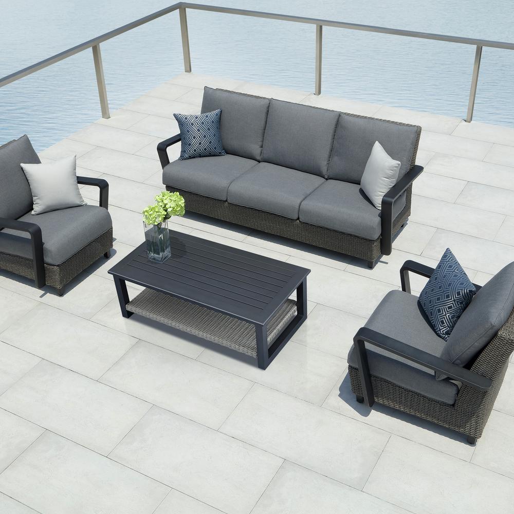 Ove Decors Augusta Ii 4 Piece Aluminum Conversation Set With Sunbrella Grey Cushions 15pkc Aug204 Gr The Home Depot