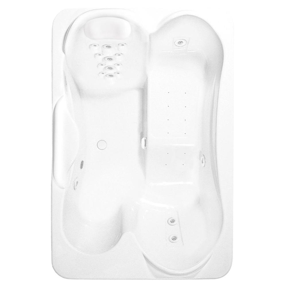 Aquatic Infinity 5 - 72 in. Acrylic Center Drain Rectangle Drop-In Air Bath/ Whirlpool Bathtub with Heater in White For Sale