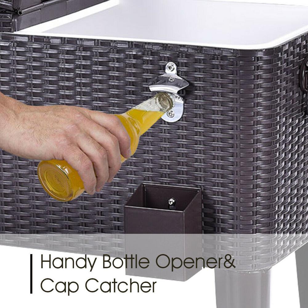 Costway 80 Qt Rattan Party Portable Ice Beer Beverage Outdoor Rolling Chest Cooler Cart Op2980 The Home Depot