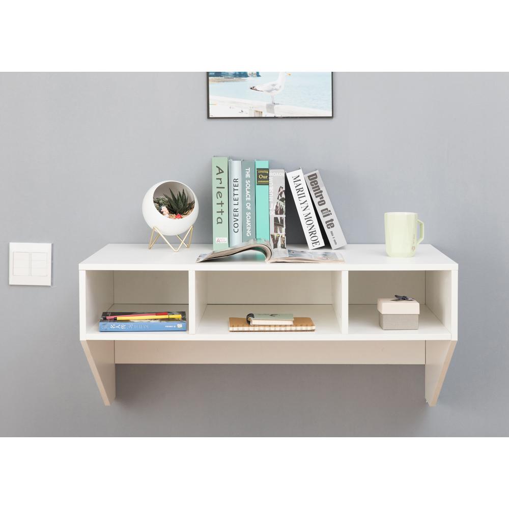 Basicwise Wall Mounted Office Computer Desk And Floating Hutch Basicwise Wall Mounted Office Computer