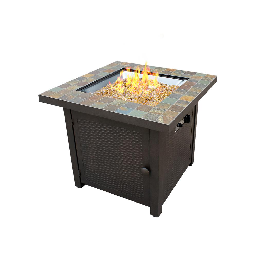 25 In Square Slate Top Fire Pit Gft 60843 The Home Depot