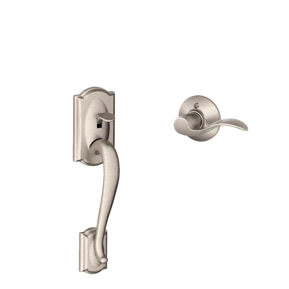 Schlage FE285 PLY 619 ACC LH Plymouth Trim Lower Half Front Entry Handleset with Accent Left Hand Lever Satin Nickel