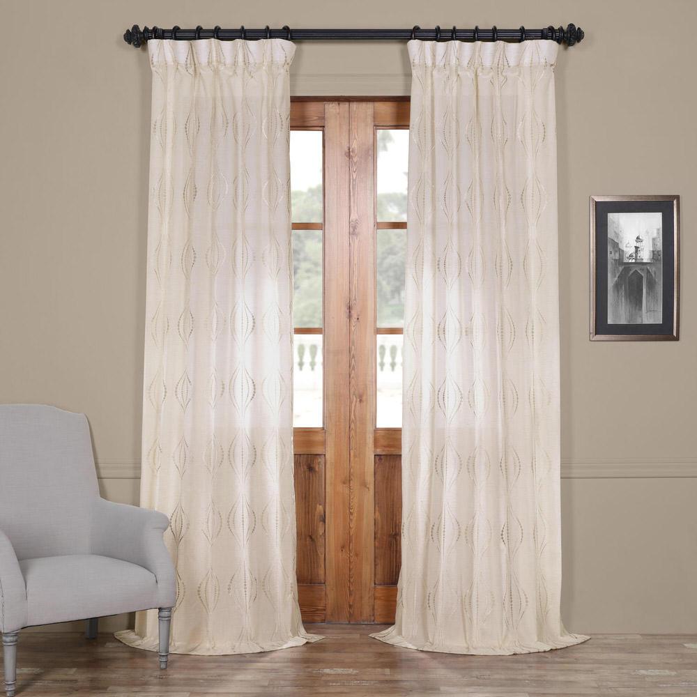 Exclusive Fabrics & Furnishings Suez Natural Ivory Embroidered Faux ...
