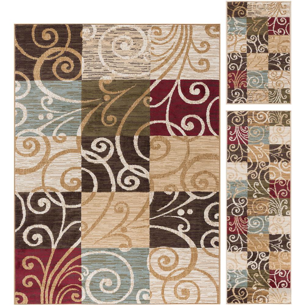 Tayse Rugs Laguna Multi 5 Ft X 7 3 Piece Rug Set 4680 Tayse Rugs Laguna Multi 5 Ft X 7 3 Piece Rug Set