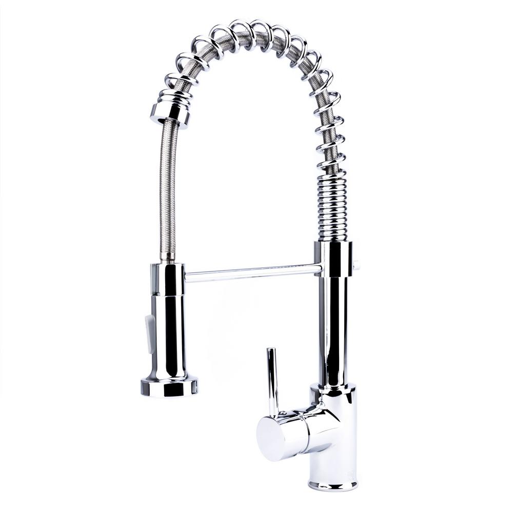 Fontaine 1 Handle Short Spring Pull Down Sprayer Kitchen Faucet In Chrome