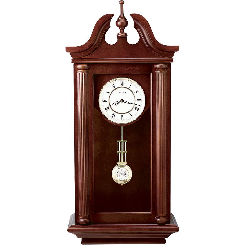 UPC 042429365964 product image for Bulova 37 in. H x 16.5 in. W Pendulum Chime Wall Clock, Brown | upcitemdb.com