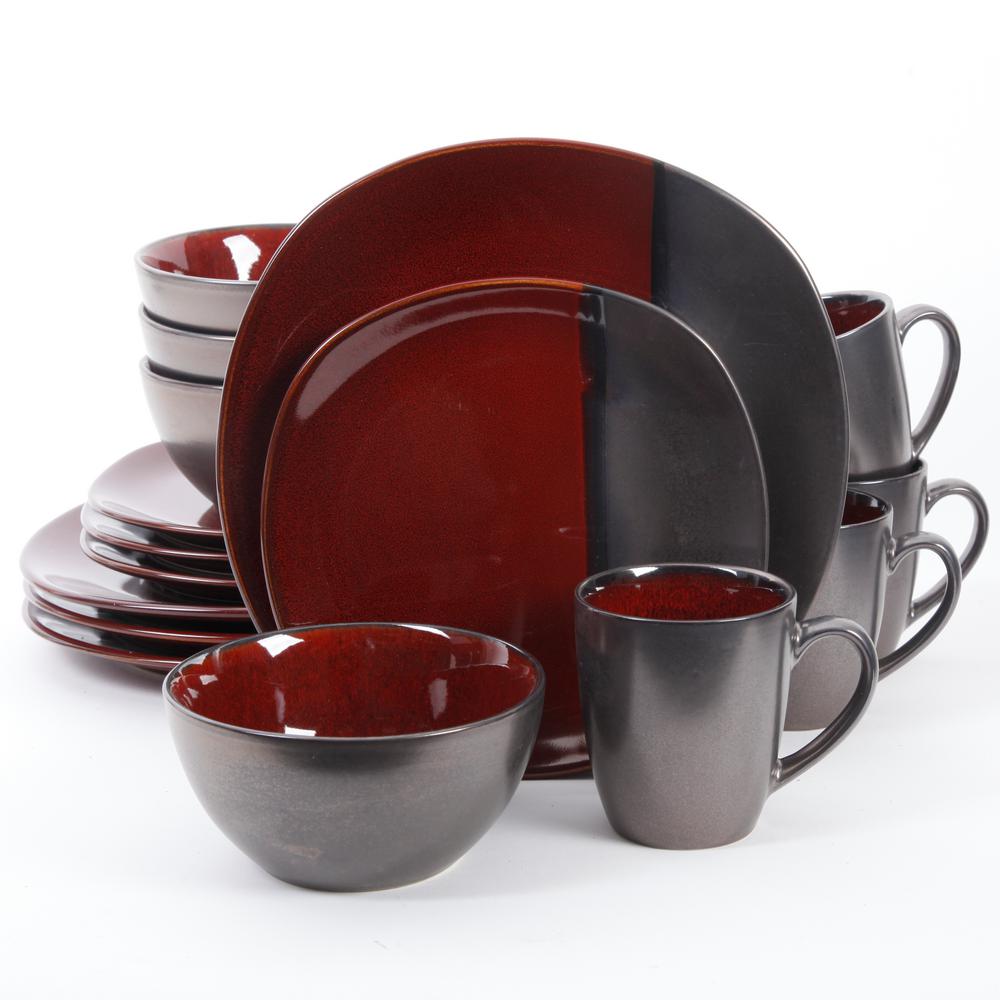 GIBSON elite Volterra 16Piece Cream Reactive Glaze Dinnerware Set