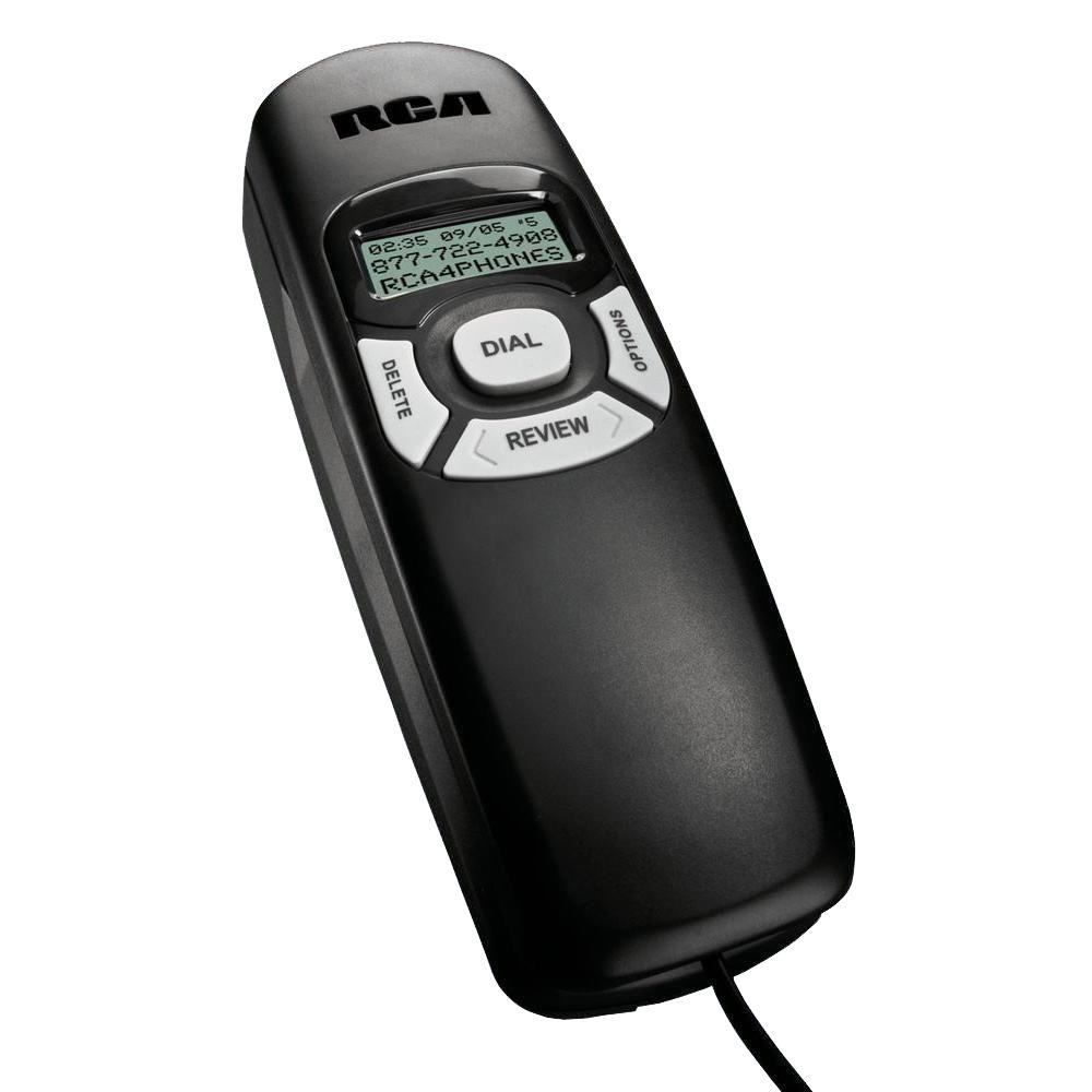 RCA Corded Slimline Phone with Built-In Caller ID - Black-RCA-1104