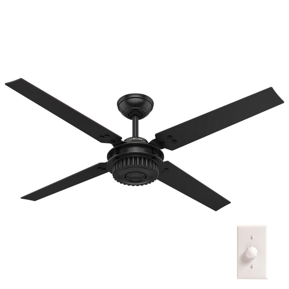 Chronicle 54 In Indoor Outdoor Matte Black Ceiling Fan With Wall Control