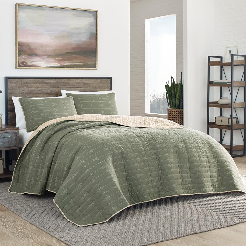 Eddie Bauer Troutdale Green 3Piece King Cotton QuiltUSHSA91145075 The Home Depot