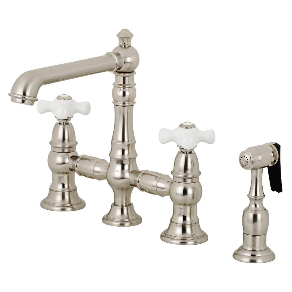 Kingston Brass English Country 2Handle Bridge Kitchen Faucet with Side