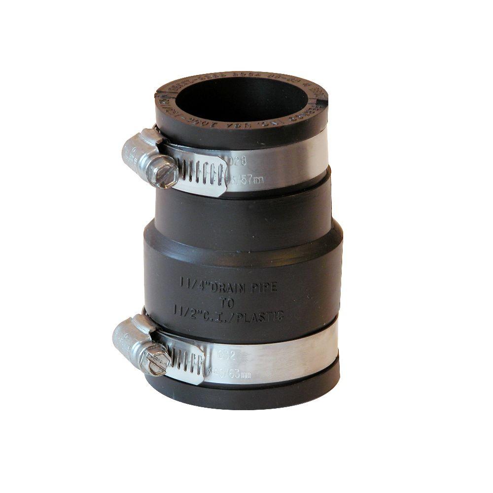 Fernco 1 1 2 in x 1 1 4 in DWV Flexible PVC Coupling 