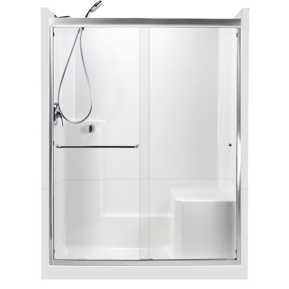 Ella 60 in. x 33 in. x 77 in. Left Drain 3Piece Alcove Shower Kit in
