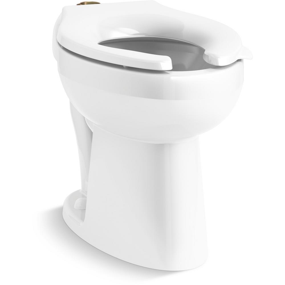 KOHLER Highcliff UltraADAHeight Elongated Flushometer Toilet Bowl Only with Top Spud in White