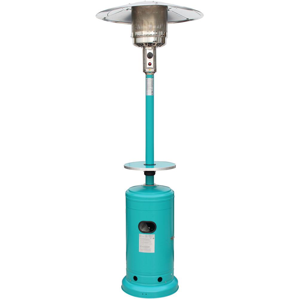 Hanover 41,000 BTU 7 ft. Steel umbrella Propane Patio Heater in Teal by Hanover