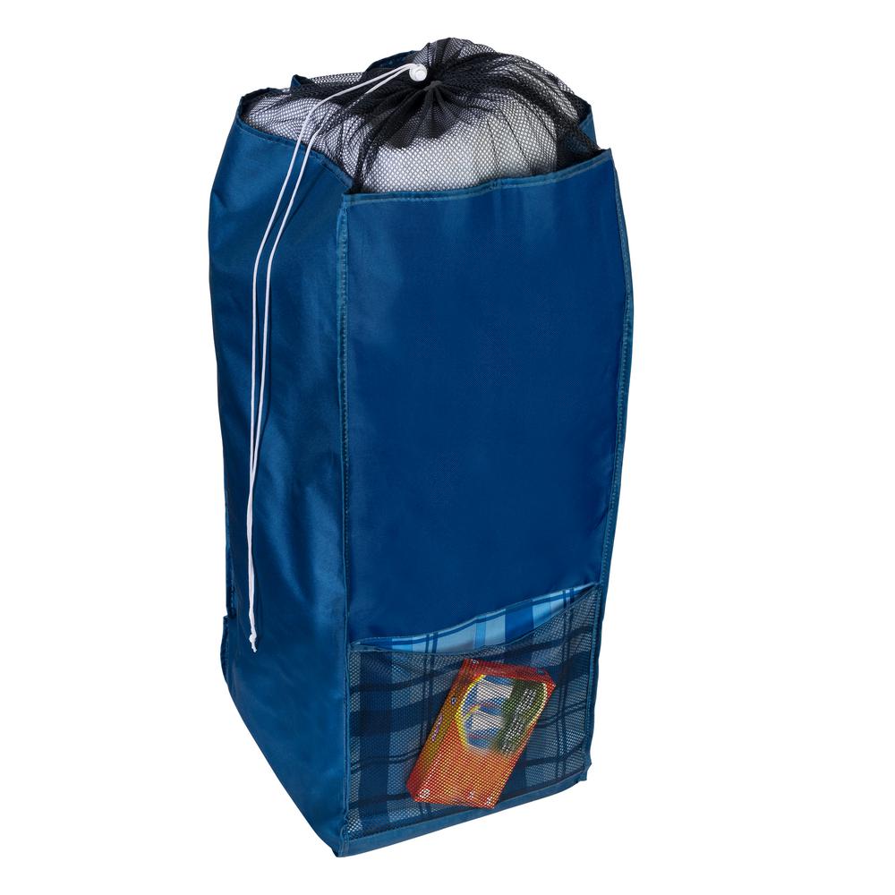 Honey Can Do Back To School Blue Polyester Laundry Hamper With Straps