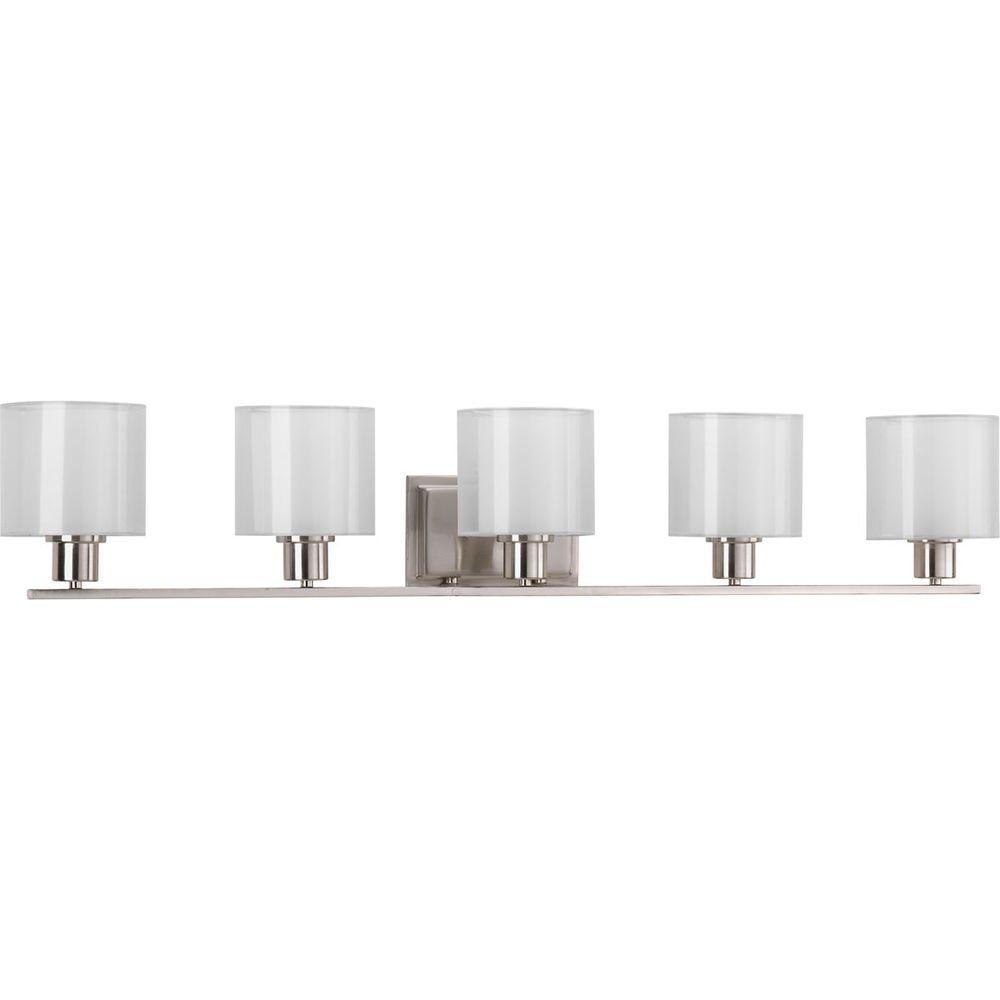 Reviews For Progress Lighting Invite Collection 415 In 5 Light Brushed Nickel Bathroom Vanity Light P2081 09 The Home Depot