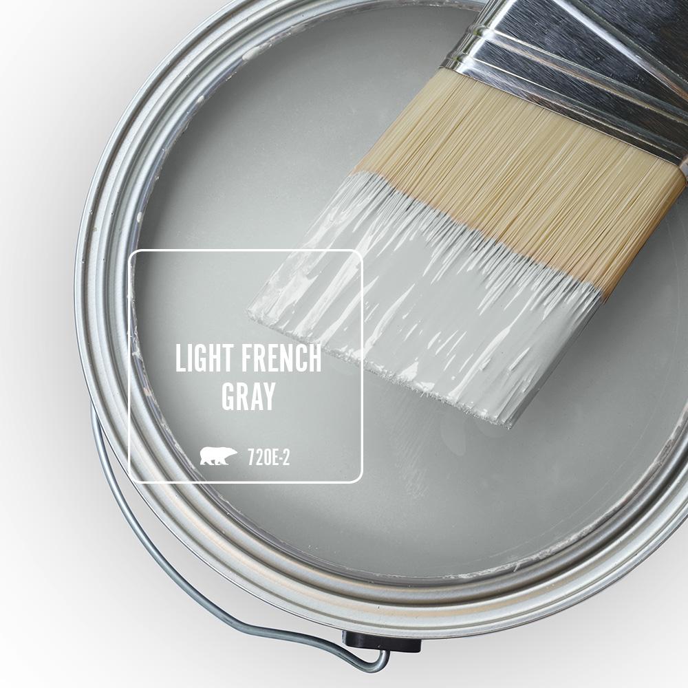 Behr Light French Gray paint color. #behrlightfrenchgray #paintcolors #greypaint #frenchcountry #frenchgrey