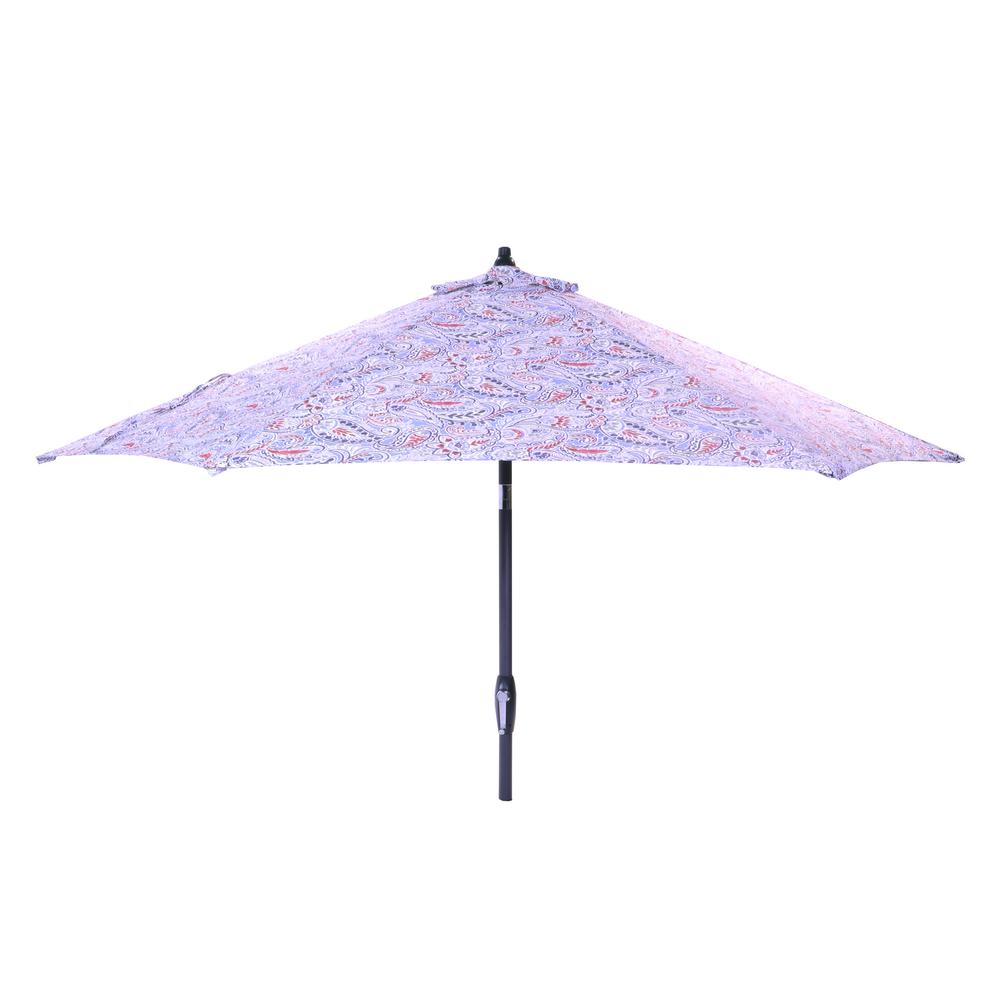 Hampton Bay 9 Ft Aluminum Market Tilt Patio Umbrella In Denim Paisley 9900 01523800 The Home Depot