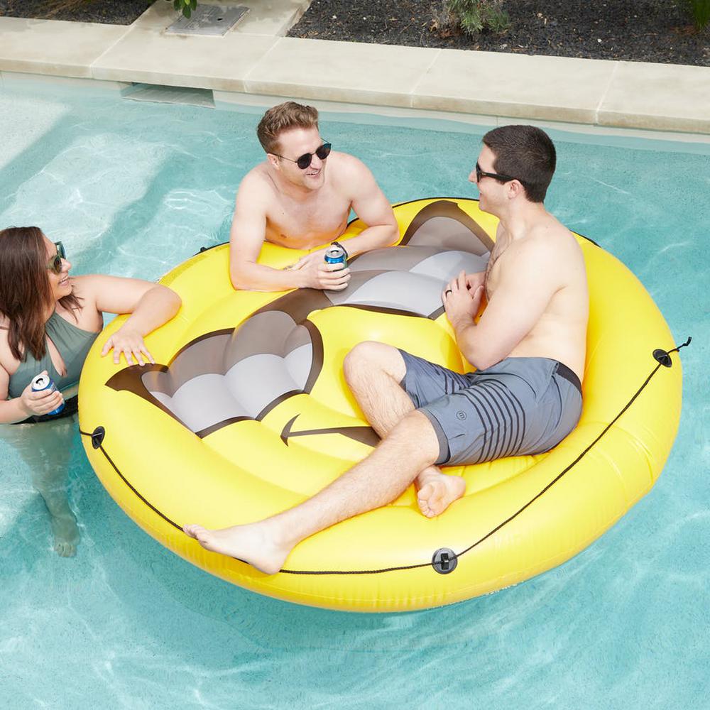 Intex Giant Inflatable Emoji Cool Guy Island Lounger Ride On Pool Float 2 Pack
