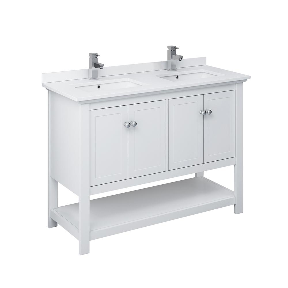 Fresca Manchester 48 in. W Bathroom Double Bowl Vanity in White with
