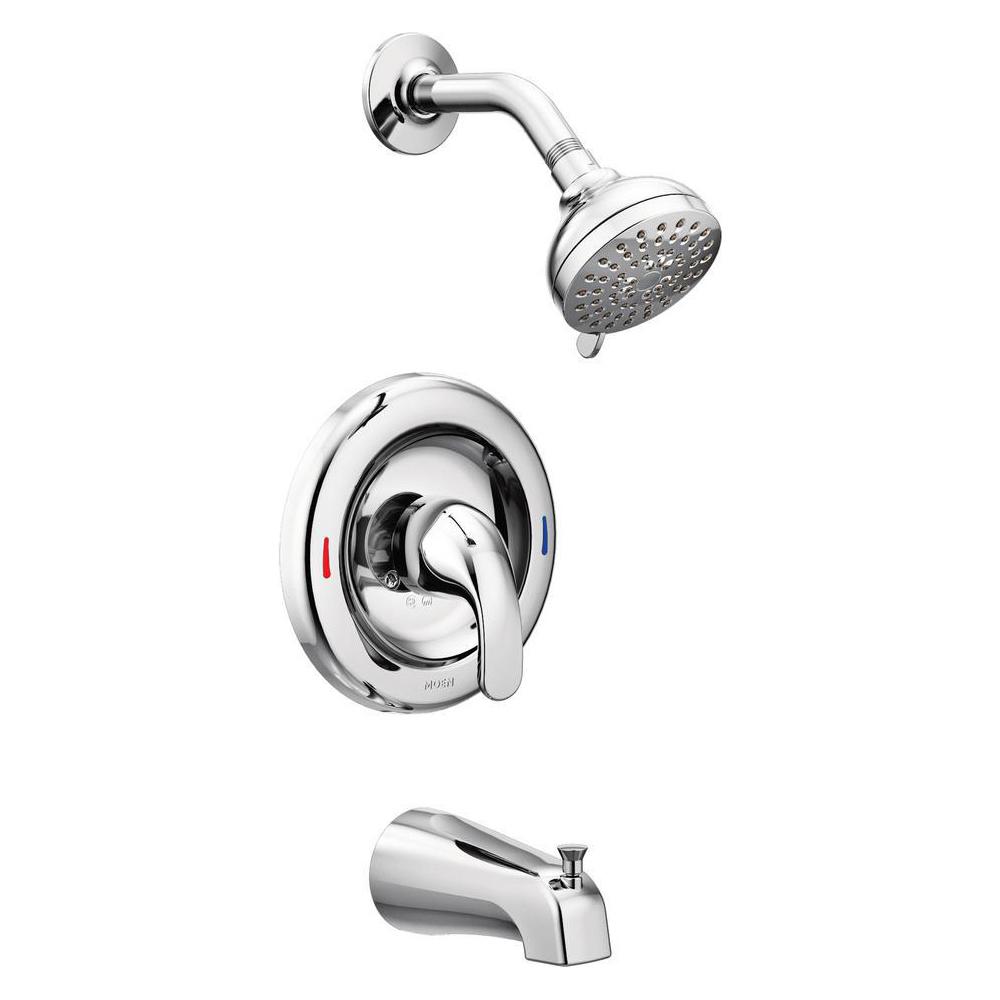 Moen Adler Single Handle 4 Spray Tub And Shower Faucet With Valve In Chrome Valve Included 82603 The Home Depot