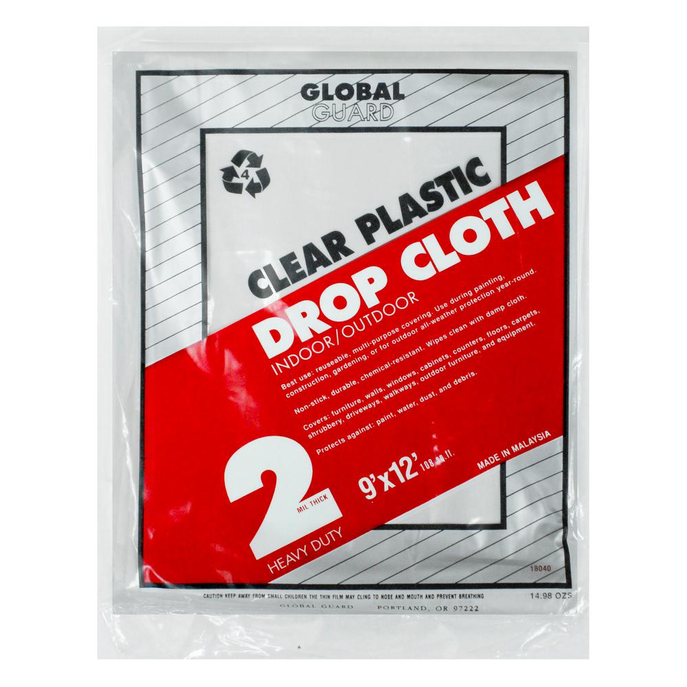 Premier 9 ft. x 12 ft. 2 mil Plastic Drop Cloth (24Pack)H18040 The