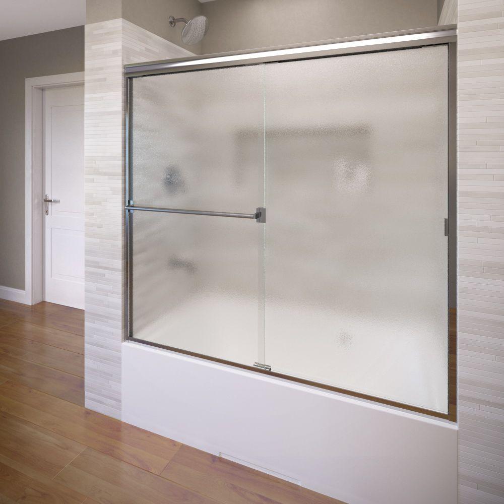 Basco Classic 56 In X 56 In Semi Framed Sliding Tub Door In Silver