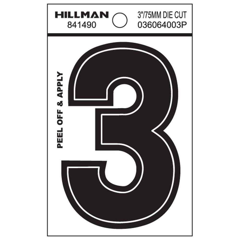The Hillman Group 3 in. Black Vinyl DieCut Number 3841490 The Home