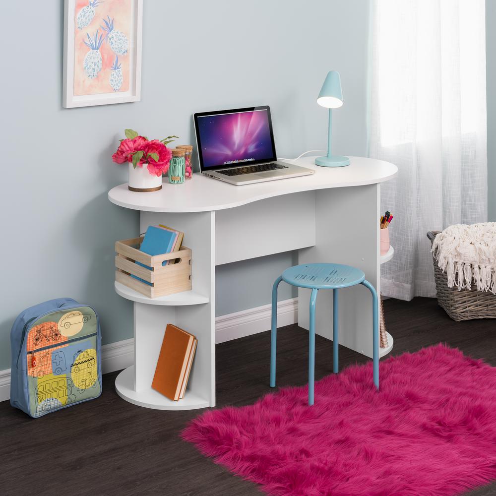 Prepac Kurv White Compact Student Desk With Storage Wehr 0903 1