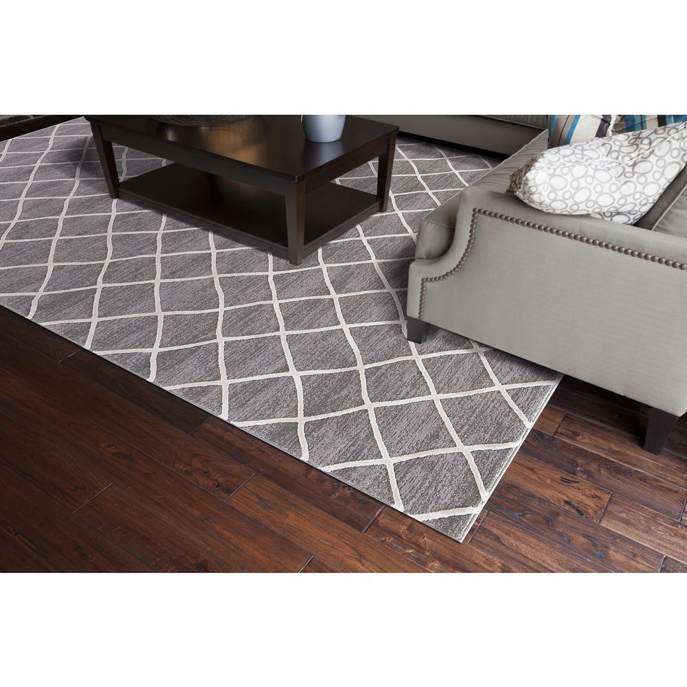 Prestige IvoryGray Area Rug 5ft x 7ft StainResistant Polyester W